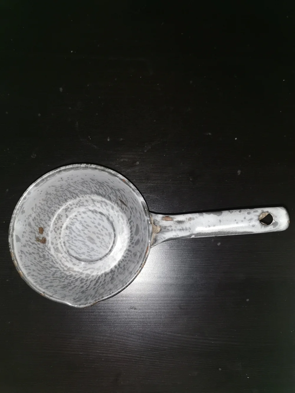 Antique Enamel Graniteware Blue Mottled Pan 8.5